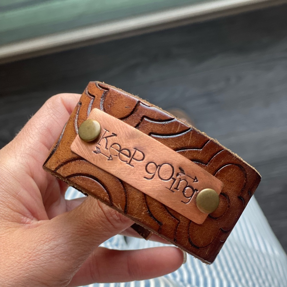 Brown Leather Bracelet with Engraved Plate